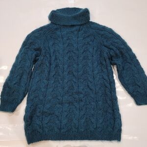 Mohair teal turquoise green turtleneck sweater